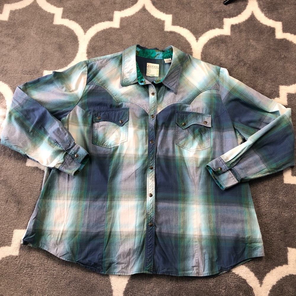 Roper Shirt Mens 2X Western Plaid Snap Button Long Sleeve Cowboy